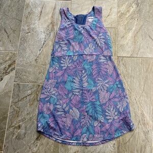 Columbia PFG Blue and Purple Leaf Pattern dress